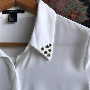XXI Forever 21 Studded Collar Blouse Hardware Studded